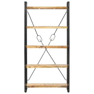 Berkfield Home 5-Tier Bookcase 90x30x180 cm Solid Mango Wood in Brown | Size: 90 x 30 x 180 cm