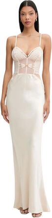 Elisabetta Franchi Red Carpet Satin Dress - Dames - Jurken - Beige - Maat: XS Satijn