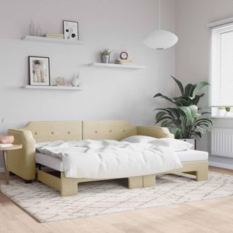 vidaXL Sof&aacute; Cama Nido Tela Crema 90x200 Cm Vidaxl
