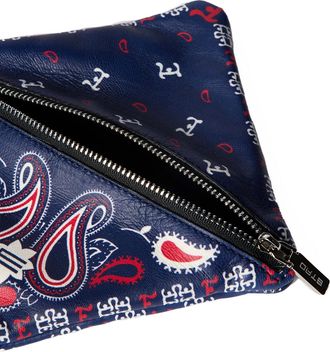 Etro Mens Paisley Print Logo Pouch Bag Blue >
