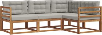 vidaXL Conjunto De Sof&aacute;s De Exterior 4 Uds. Gris Natural Y Claro Vidaxl