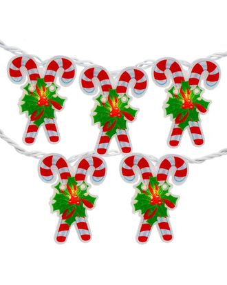 Northern Lights Dnu Unprofitable Northlight 10-Count Candy Cane Christmas Light Set - 6Ft White Wire