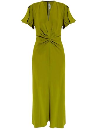 Victoria Beckham v-neck dress - women - Viscose/Acetate/Elastane - 8 - Green