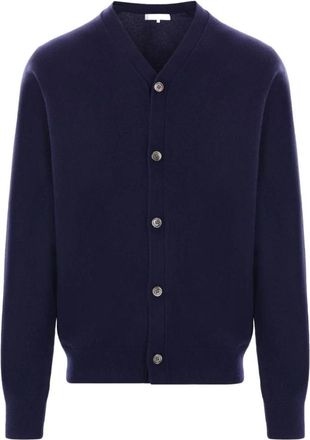Comme Des Gar&ccedil;ons Blauwe Wol V-Hals Cardigan Sweater - Heren - Vesten - Blauw - S - Wol - Truien & Vesten