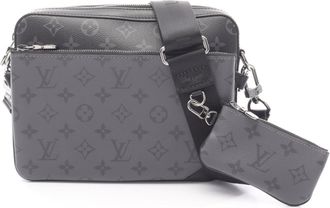 Louis Vuitton Black Gray Coated Canvas Leather Shoulder Bag (Pre-Owned)