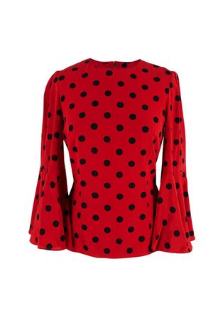 Dolce & Gabbana Red and Black Polka Dot Blouse Size S