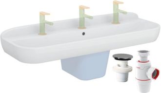 Vitra Lavabo Infantil Vitra Sento Kids De 125 Cm + Sif&oacute;n Y Desag&uuml;e Wirquin