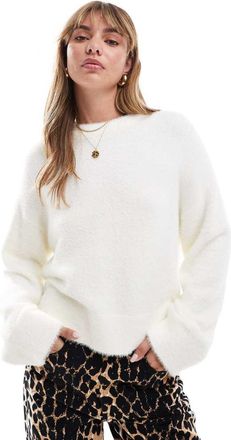 Miss Selfridge oversized lash sweater in cream-White