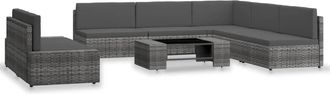 vidaXL Juego De Muebles De Jard&iacute;n 7 Piezas Rat&aacute;n Sint&eacute;tico Gris Vidaxl