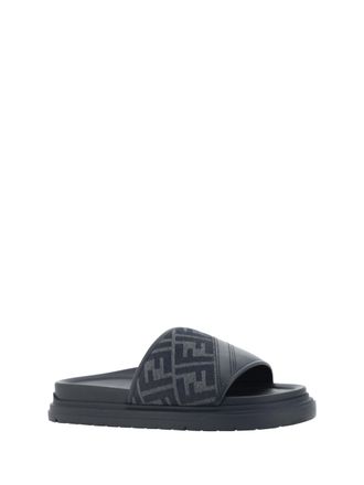 Fendi Mens Slide Sandals Black-Grey Upper: Polyamide Black/grey