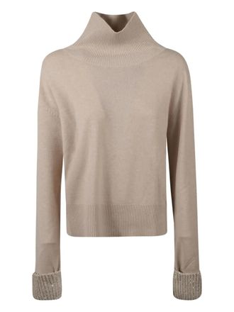 Fabiana Filippi high-neck ribbed-cuff sweater - Brown