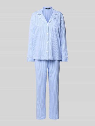 Lauren Ralph Lauren Pyjama mit Streifenmuster in Bleu, Größe XL