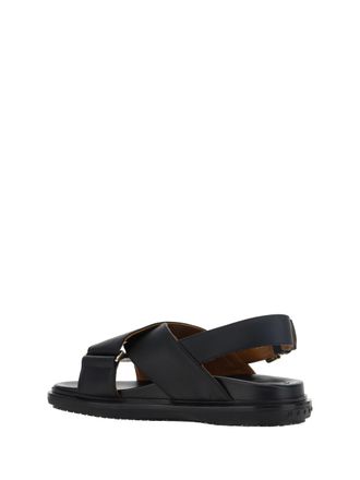 Marni Womens Sandals Fussbett Black Calf Leather