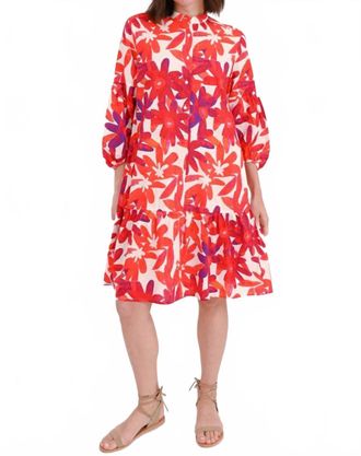 0039 Italy Mila Ruffled Skirt Mini Dress In Blue Red Flower