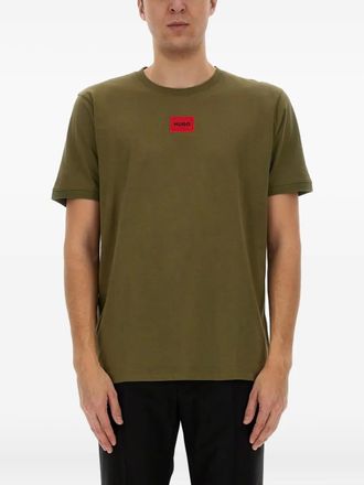 HUGO BOSS logo-patch crew-neck T-shirt - men - Cotton - S - Green