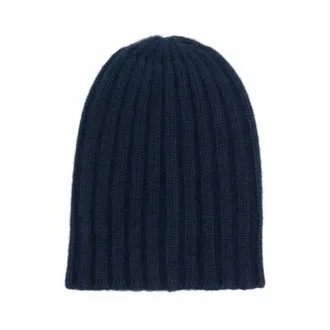 Laneus Beanies, male, Blue, Size: ONE SIZE Ribbed-knit Cashmere Beanie