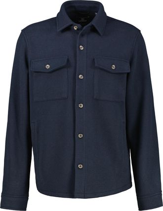 Lerros Langarmhemd LERROS LERROS &Uuml;bergr&ouml;ssen-Hemdjacke in Wolloptik, Herren, Gr. 3XL, extraweit, blau (classic navy), 100% Polyester, Hemden Langarmhemd