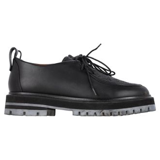 Loro Piana Pre-owned Womens Lace-Up Derby Shoes in Black Leather - Size EU 39