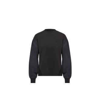 Moncler Moncler Pleated Sleeves Cotton Jersey Sweatshirt, Women, Black, Size: Xs