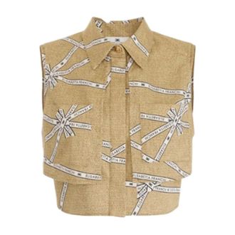 Elisabetta Franchi Dames, Blouses & Shirts, Beige, Maat: XS Katoen
