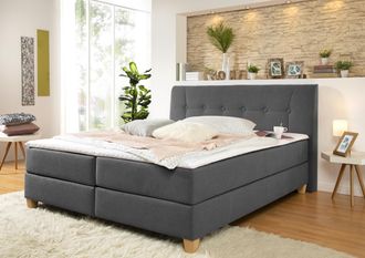 HOME AFFAIRE Boxspringbett »Calloway« inkl. Topper, XXL-Ausführung, in 4 Farben, 5 Breiten, 3 Matratzenarten