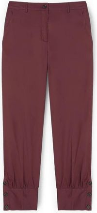 Motivi Broek met boord in poplin - Dames - Straight fit broeken - Paars - 2XS - Katoen - Broeken