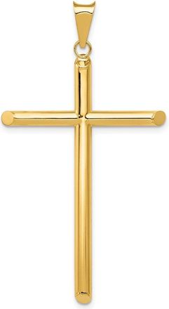 Diamond2Deal 14k Yellow Gold Polished Tube Cross Pendant