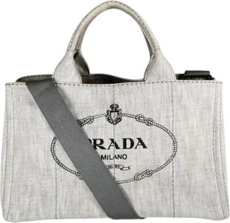 Prada Pre-owned Vintage Denim Tote Bag - Dames - Vintage Shopper - Grijs - ONE Size - Denim - Vintage
