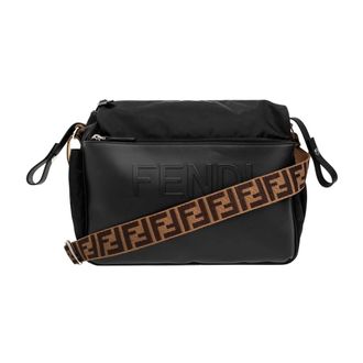 Fendi Luiertas met logo - unisex - Schoudertassen - Zwart - ONE Size - Leer - Tassen