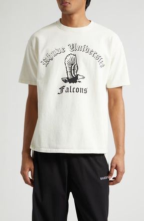 Rhude Collegiate Falcons Graphic T-Shirt in Vintage White/Black/Green at Nordstrom, Size X-Large