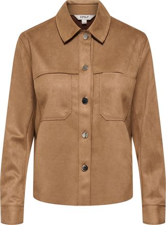 Only Hemdbluse ONLY ONLMIRA L/S FAUX SUEDE SHIRT PNT, Damen, Gr. XL, toasted coconut, Web, Obermaterial: 95% Polyester, 5% Elasthan, unifarben, regular fit