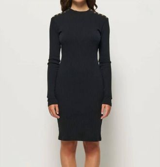 Nation Ltd Palmer Ribbed Dress In Jet Black