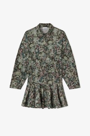 Ganni Mixed Tapestry Floral Shirt Dress - Size 10/12 Organic Cotton