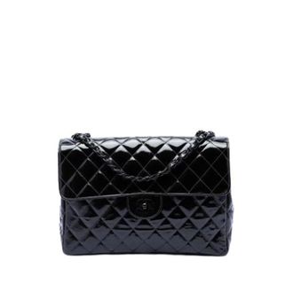 Chanel Pre-owned Vintage Quilted Patent Leather Shoulder Bag - Dames - Pre-owned - Zwart - Maat: ONE Size Leer
