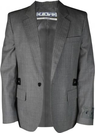 Off-white Single-breasted Jasje - Heren - Blazers - Grijs - XL - Wol - Jassen