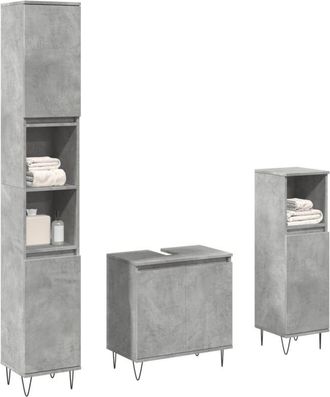 vidaXL Vidaxl - Set Muebles De Ba&ntilde;o 2 Piezas Madera Contrachapada Gris Hormig&oacute;n