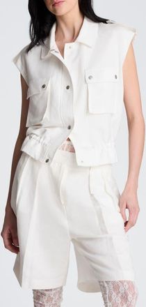 Kenneth Cole Linen Blend Cargo Vest in Pure White at Nordstrom, Size X-Small