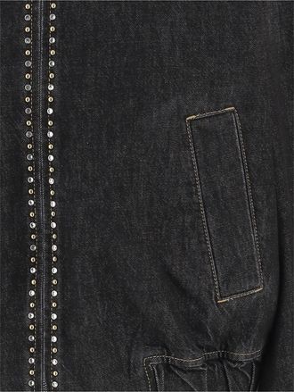 Versace Womens Decorated Denim Jacket Black Cotton