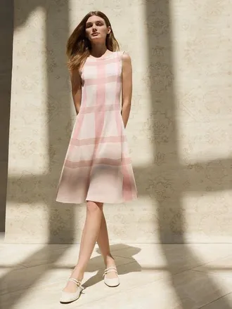 Misook A-Line Multi Color Plaid Knit Dress in Honeysuckle/charmeuse/ivory at Nordstrom, Size Xx-Large