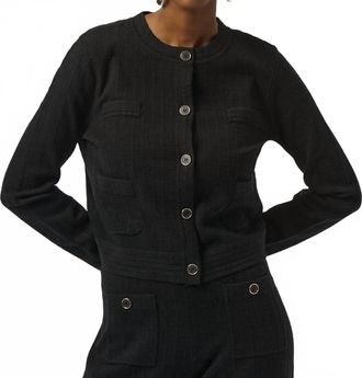 Joseph Ribkoff Crew Neck Button-Front Jacket In Black
