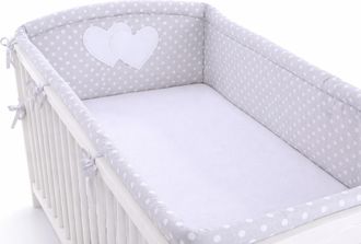 OEM Protector De Cuna Universal Xxl Para Barrotes - Lunares Blancos Sobre Fondo Gris