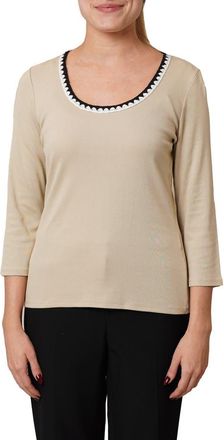 Cyrus Stitched U-Neck T-Shirt in Pale Khaki/Black/Bone at Nordstrom Rack, Size X-Large