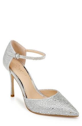 Badgley Mischka Jailene Ankle Strap Pump in Silver Glitter at Nordstrom Rack, Size 7.5