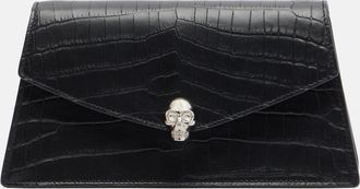 Alexander McQueen Clutch Skull Mini de piel grabada