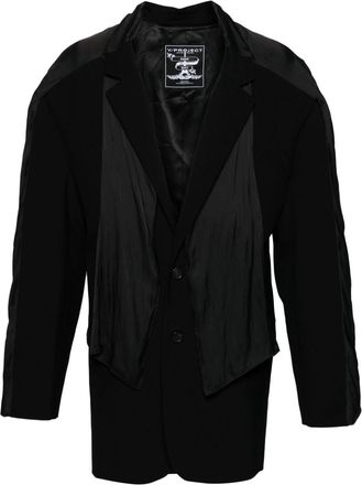 Y / Project scarf-detail single-breasted blazer - unisex - Viscose/Virgin Wool/Recycled Polyester/Polyester - S - Black
