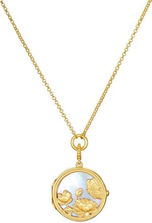 Satya Jewelry Take Flight Butterfly Pearl Locket Necklace