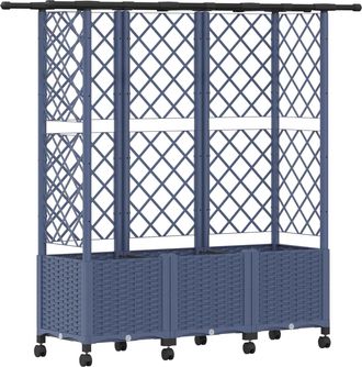 vidaXL Cama Elevada Con Trellis Y Techo Gris 163,5 X 40 X 142 Cm Pp Vidaxl