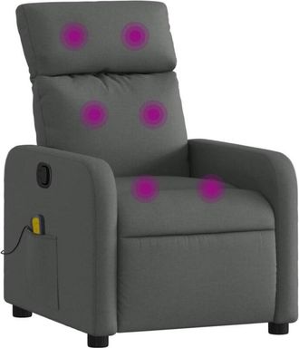 vidaXL Sillón reclinable de masaje de tela gris oscuro vidaXL