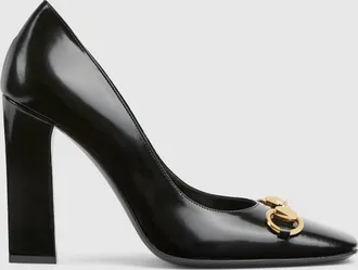 Gucci Womens Signora Pump, Black, Leather