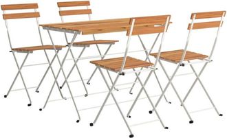 vidaXL 5 Piece Folding Bistro Set Solid Wood Acacia and Steel Vidaxl